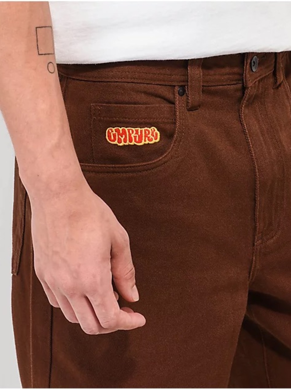 Empyre| Brown Men's Baggy Relaxed Fit Skate Jeans w/Logo Patch Sz 28